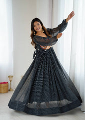 Ravishing Black Color Georgette Digital Print Gown