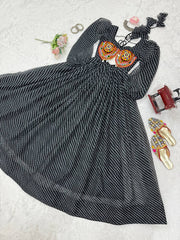 Ravishing Black Color Georgette Digital Print Gown