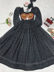 Ravishing Black Color Georgette Digital Print Gown