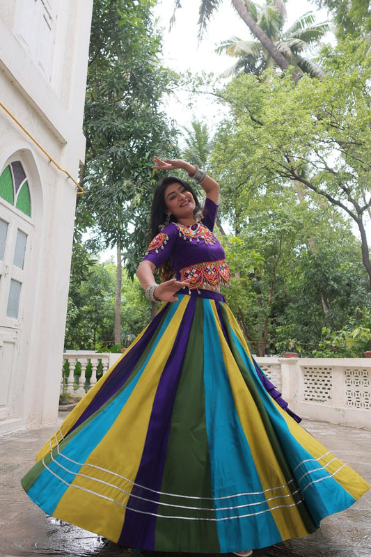 Ravishing Multicolor Roman Gamathi Work Lehenga Choli for Navratri