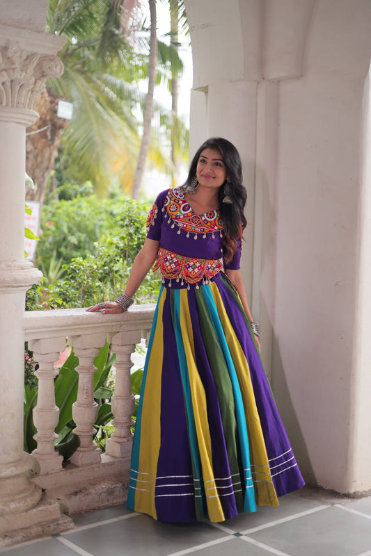 Ravishing Multicolor Roman Gamathi Work Lehenga Choli for Navratri