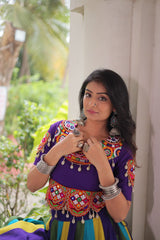 Ravishing Multicolor Roman Gamathi Work Lehenga Choli for Navratri