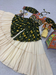 Navratri Collection Mehndi Color Gamathi Work Shrug With Lehenga