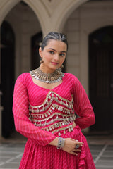 Exclusive Black Leheriya Mirror Work Lehenga Choli