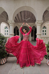 Exclusive Black Leheriya Mirror Work Lehenga Choli