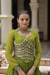 Exclusive Black Leheriya Mirror Work Lehenga Choli