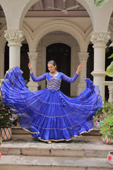 Exclusive Black Leheriya Mirror Work Lehenga Choli