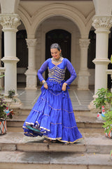 Exclusive Black Leheriya Mirror Work Lehenga Choli