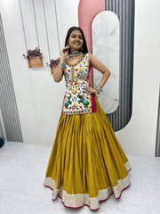 Innovative Mustard Cotton Mirror Work Lehenga Choli