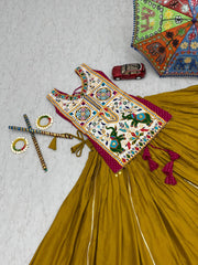 Innovative Mustard Cotton Mirror Work Lehenga Choli