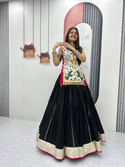 Innovative Mustard Cotton Mirror Work Lehenga Choli