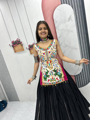 Innovative Mustard Cotton Mirror Work Lehenga Choli
