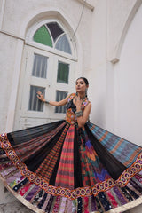 Designer Black Georgette Gamthi Work Lehenga Choli