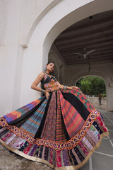 Designer Black Georgette Gamthi Work Lehenga Choli
