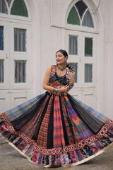 Designer Black Georgette Gamthi Work Lehenga Choli