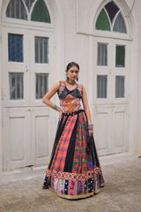 Designer Black Georgette Gamthi Work Lehenga Choli