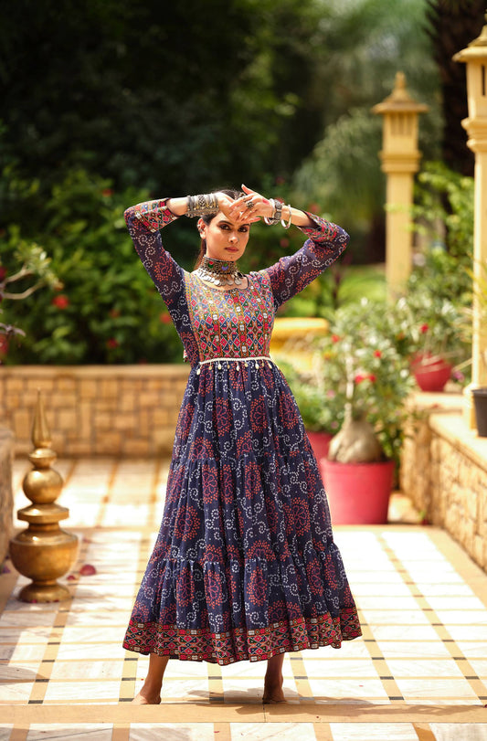 Awesome Pink Georgette with Gamthi Work Gown