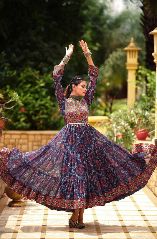 Awesome Pink Georgette with Gamthi Work Gown