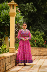 Awesome Pink Georgette with Gamthi Work Gown