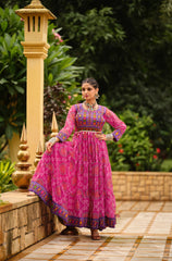 Awesome Pink Georgette with Gamthi Work Gown