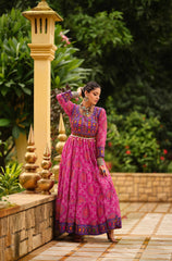 Awesome Pink Georgette with Gamthi Work Gown