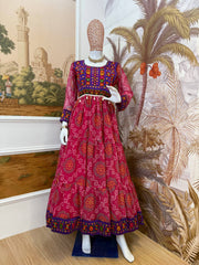 Awesome Pink Georgette with Gamthi Work Gown