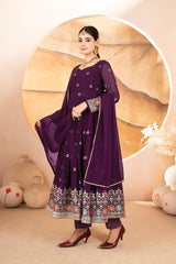 Stylish Purple Blooming Work Palazzo Suit