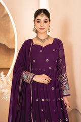 Stylish Purple Blooming Work Palazzo Suit
