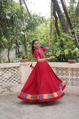 Ravishing Red Roman Mirror Work Gown