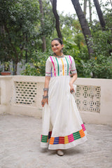 Ravishing Red Roman Mirror Work Gown