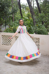 Ravishing Red Roman Mirror Work Gown