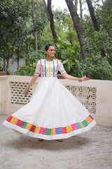 Ravishing Red Roman Mirror Work Gown