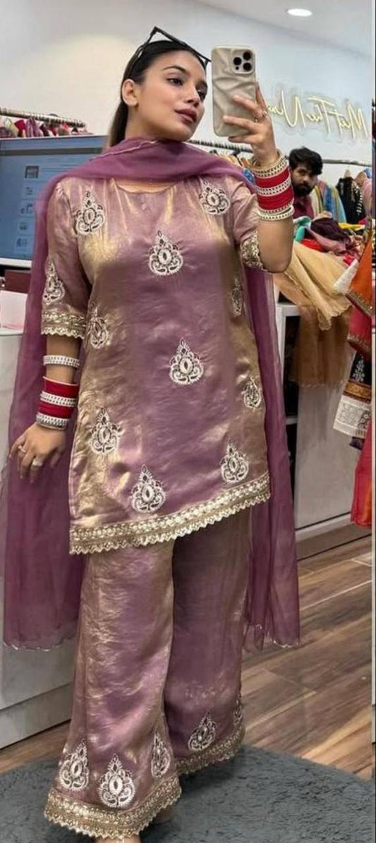 Trendy Pista Fendi Silk Sequence Work Palazzo Suit