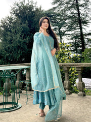 Gorgeous Blue Vichitra Silk Sequence Work Gown