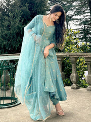 Gorgeous Blue Vichitra Silk Sequence Work Gown
