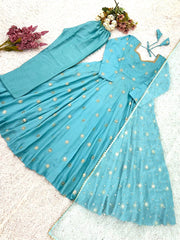 Gorgeous Blue Vichitra Silk Sequence Work Gown