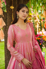 Glorious Pink Silk Sequence Work Sharara Suit