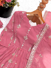 Glorious Pink Silk Sequence Work Sharara Suit