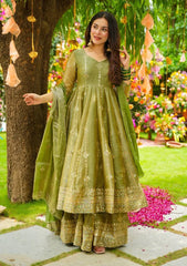 Glorious Pink Silk Sequence Work Sharara Suit