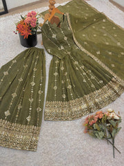 Glorious Pink Silk Sequence Work Sharara Suit