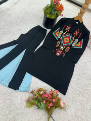 Ravishing Black Cotton Work Co-ord Set