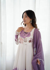 Admiring Onion Pink Organza Print Anarkali Suit