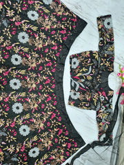 Glorious Black Net Embroidery Work Lehenga Choli