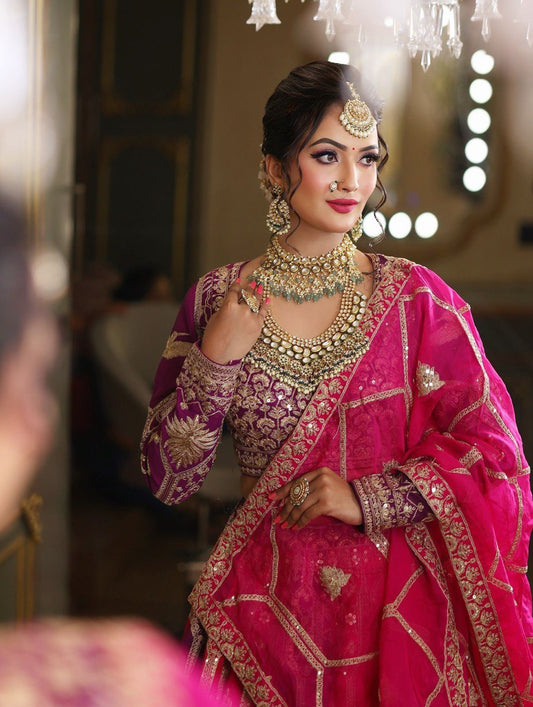 Wedding Special Pink Color Georgette Thread Work Lehenga Choli