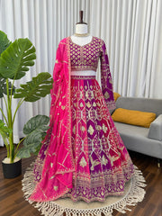 Wedding Special Pink Color Georgette Thread Work Lehenga Choli