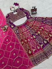 Wedding Special Pink Color Georgette Thread Work Lehenga Choli
