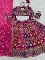 Wedding Special Pink Color Georgette Thread Work Lehenga Choli
