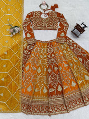 Wedding Special Pink Color Georgette Thread Work Lehenga Choli