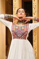 Ravishing White Color Rayon with Gamthi Work Gown
