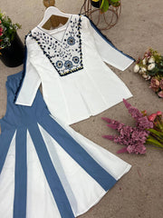 Awesome White Color Embroidery Work Co-ord Set